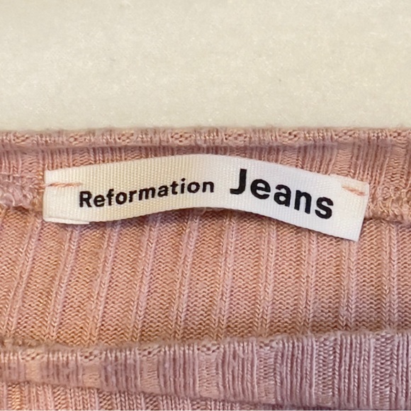 Reformation Jeans Ribbed Knit Long Sleeve Top in Dusty Pink Size Small - Picture 7 of 11
